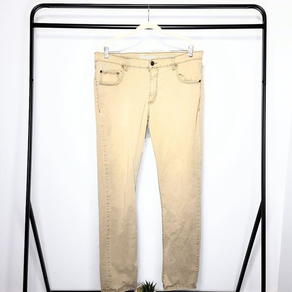 Wrangler Other - Wrangler 25MWMAN Men's Tan / Khaki Regular Straight Distressed Jeans Size 36x34